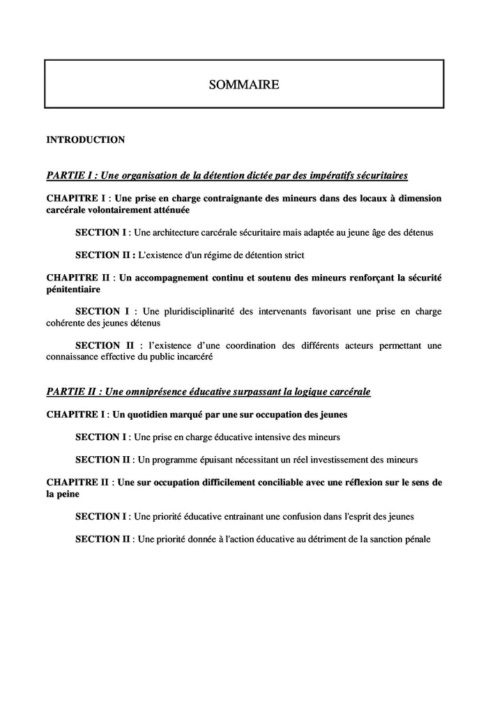 Les établissements pénitentiaires pour mineurs