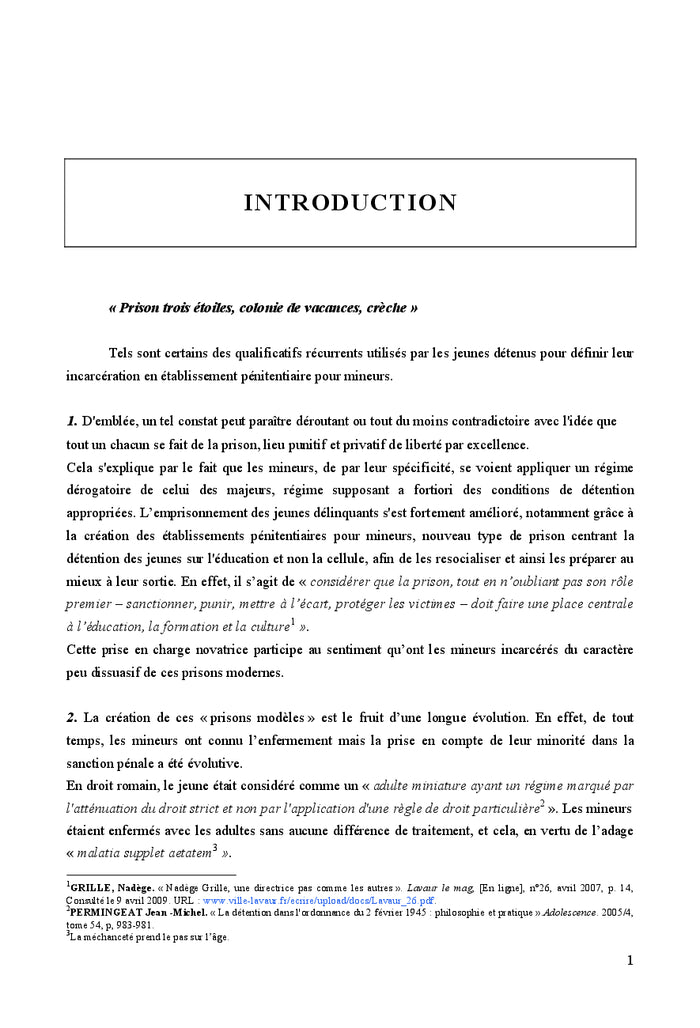 Les établissements pénitentiaires pour mineurs