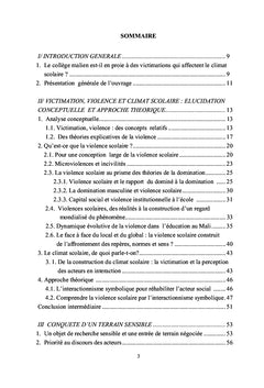 Climat et victimations scolaires au Mali