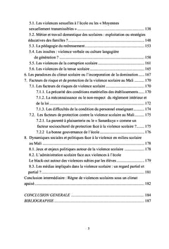 Climat et victimations scolaires au Mali