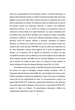Alimentation et mastication de l'adulte polycarie