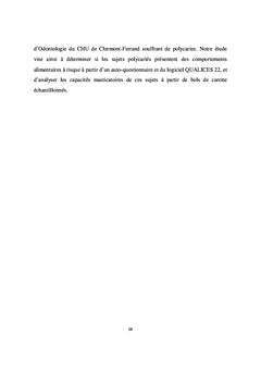 Alimentation et mastication de l'adulte polycarie