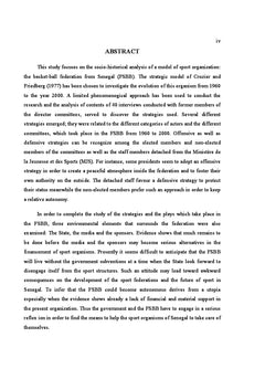 Analyse Socio historique de la federation senegalaise de Basket-Ball