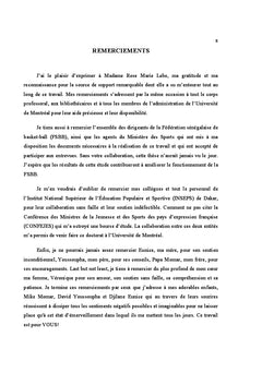 Analyse Socio historique de la federation senegalaise de Basket-Ball