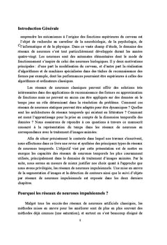 Contribution des réseaux de neurones temporels en traitement d'images