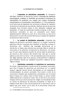 La distribution automobile: etude juridique