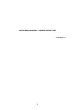 Manuel des sutures en chirurgie veterinaire