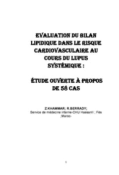 Evaluation du bilan lipidique au cours du lupus
