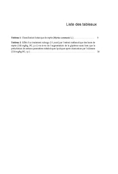 Effets hypoglycemiants et hypocholesterolemiants des baies de myrte