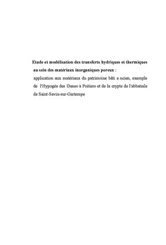 Transferts hydriques et thermiques au sein des matériaux poreux