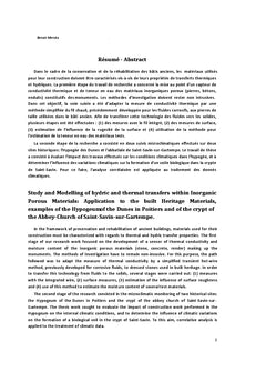 Transferts hydriques et thermiques au sein des matériaux poreux