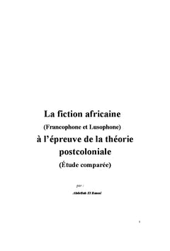 La fiction africaine à l'épreuve de la théorie postcoloniale