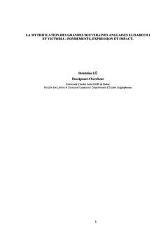 Mythification et Demythification des Reines elisabeth I et Victoria