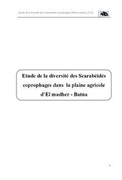 La diversité des Scarabéidés coprophages en Algérie