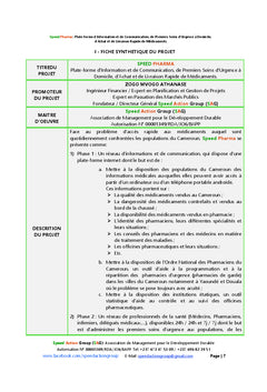 Le projet SPeeD PHARMA face aux cas d'urgences sanitaires au Cameroun