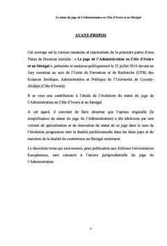 Le statut du juge de l'Administration en cote d'Ivoire et au Senegal