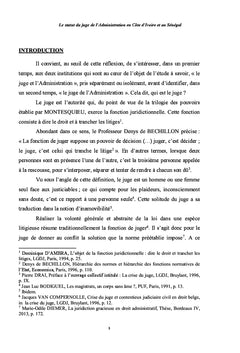Le statut du juge de l'Administration en cote d'Ivoire et au Senegal