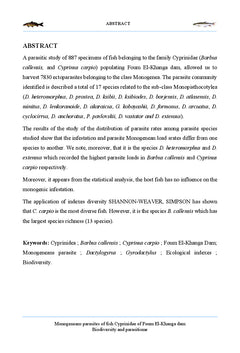 Monogenes parasites des poissons Cyprinidae du barrage Foum el-Khanga