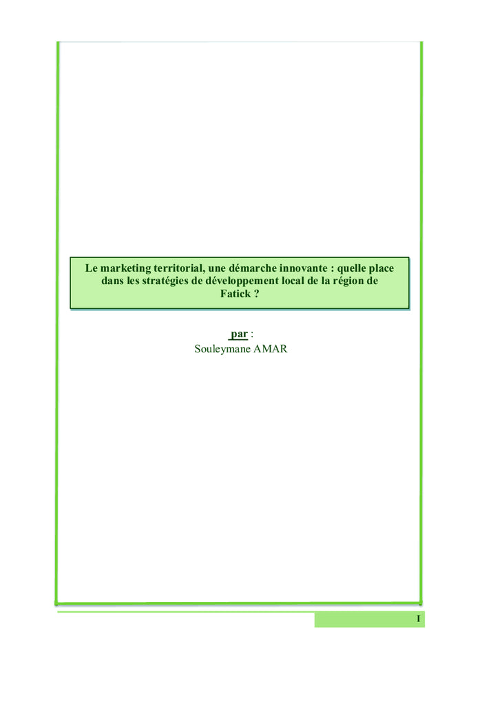 Le marketing territorial, une demarche innovante