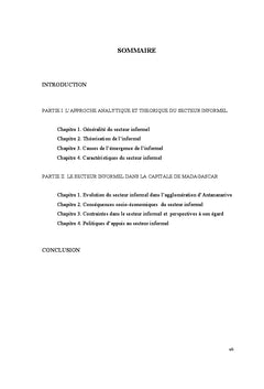 L'emergence du secteur informel urbain: Cas Tananarive