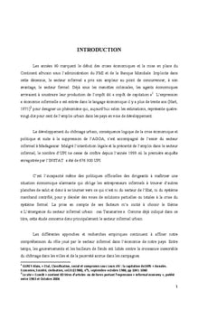 L'emergence du secteur informel urbain: Cas Tananarive