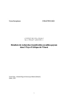 Technologies de recherche agro-sylvo-pastorales