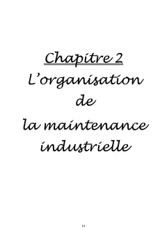 La mise en place d'un système de management de la maintenance