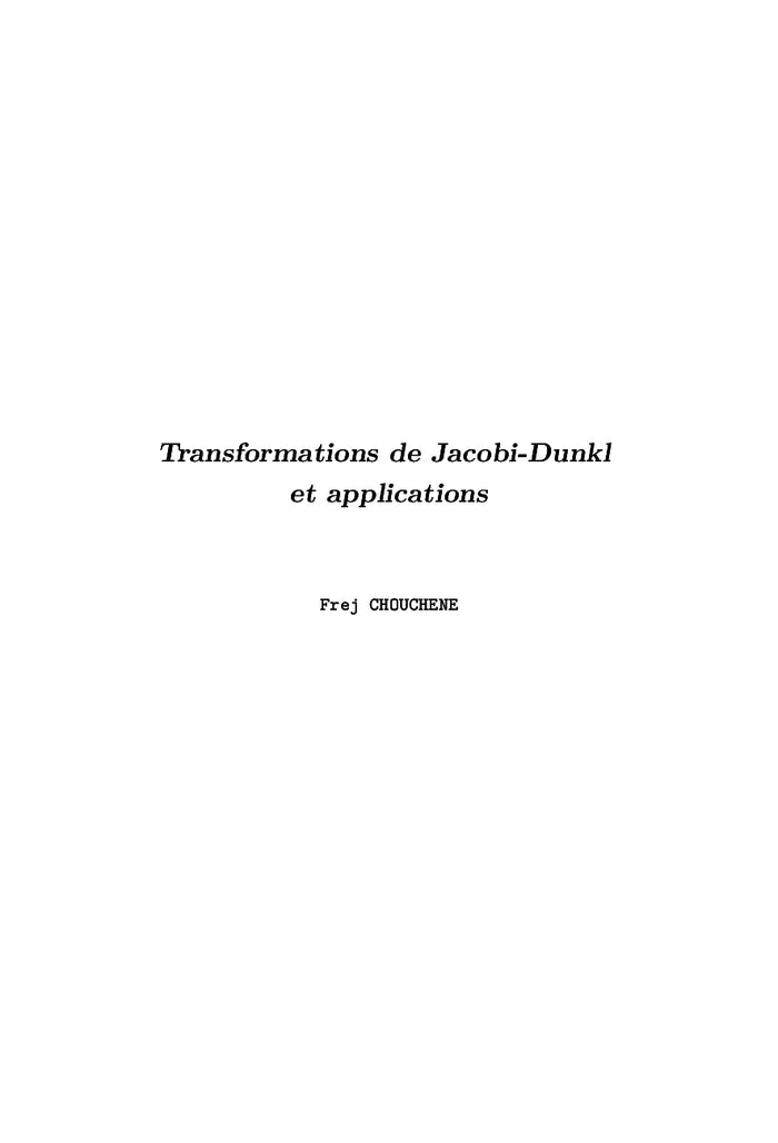 Transformations de Jacobi-Dunkl et applications