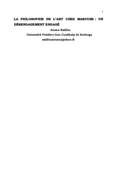 La philosophie de l'art chez Herbert Marcuse: Un desengagement engage