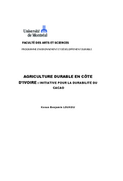 Agriculture durableen cote d'Ivoire