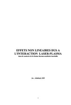 Effets non linaires dus A l'interaction laser-plasma