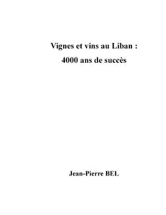 Vignes et vins au Liban