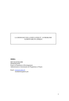 Croissance de la population et les problemes alimentaires en Afrique