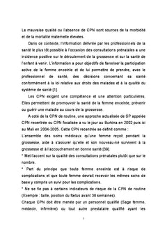 Evaluation Qualite Consultations Prenatales Maternite CS.Ref. Kati