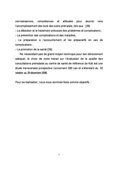 Evaluation Qualite Consultations Prenatales Maternite CS.Ref. Kati
