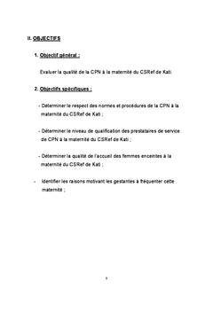 Evaluation Qualite Consultations Prenatales Maternite CS.Ref. Kati