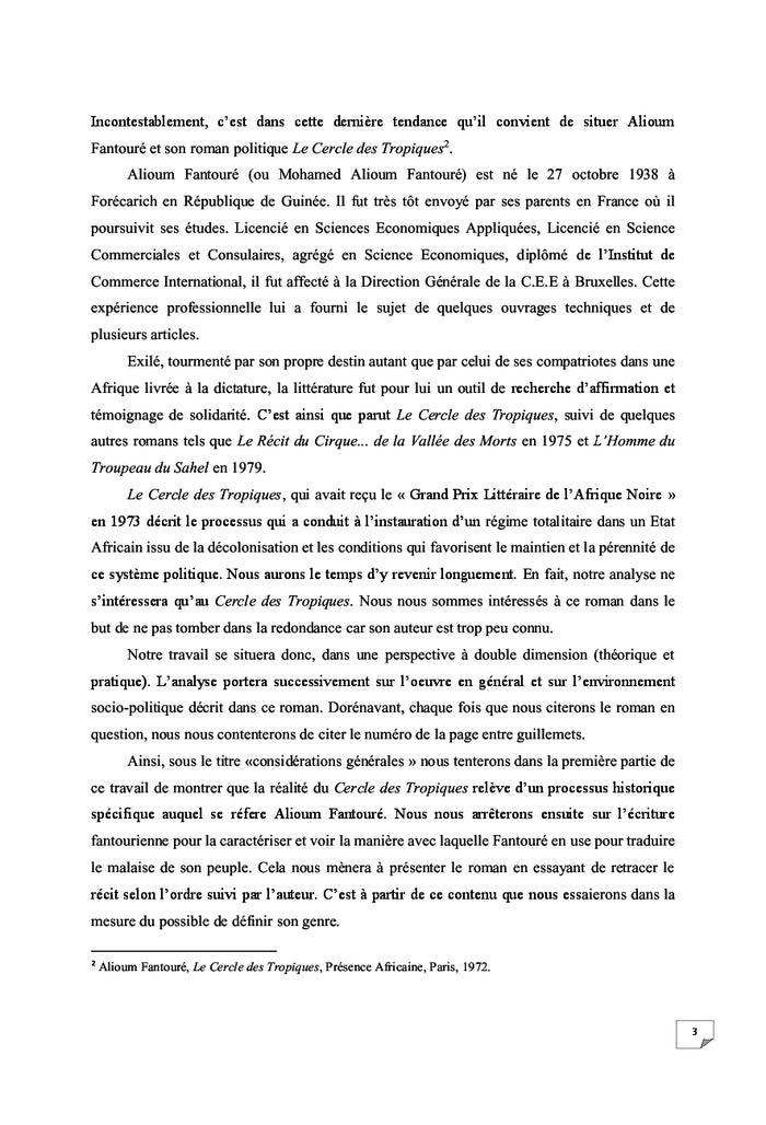 L'Afrique politique dans Le Cercle des Tropiques d'Alioum Fantoure