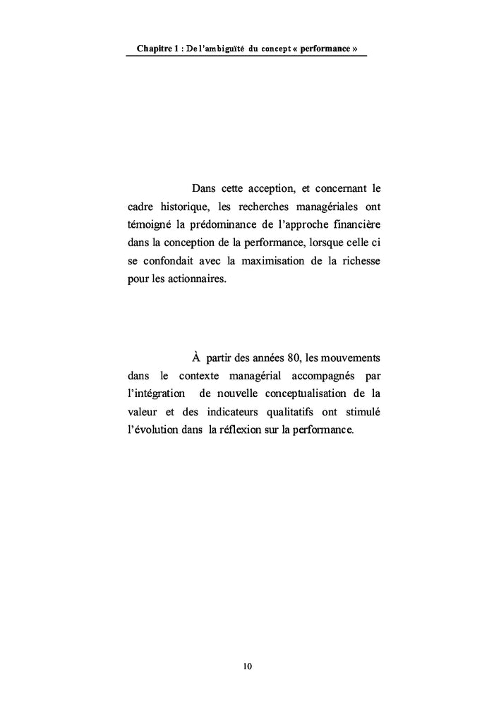 Comprendre la conceptualisation de Performance des entreprises