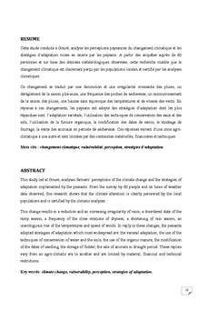 Perceptions et formes d'adaptation au changement climatique