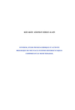 Derives de l'indazole : proprietes physico-chimiques et biologiques
