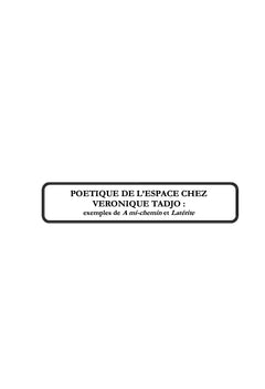 La poétique de l'espace chez Véronique TADJO