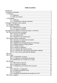 Biochimie, qualité et conservation des aliments