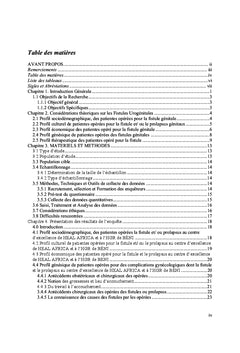 Profil des Patientes operees