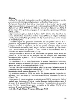 Profil des Patientes operees