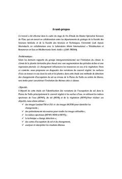La Plaine de Tadla, suivi de la couverture terrestre par télédétection