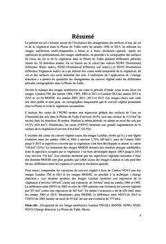 La Plaine de Tadla, suivi de la couverture terrestre par télédétection