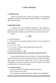 Morbimortalité des AVC au CNHU H.K Maga de Cotonou