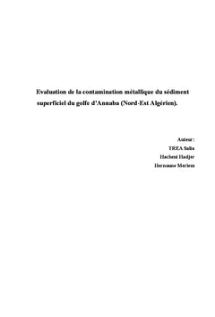 Évaluation de la contamination métallique du sédiment marin