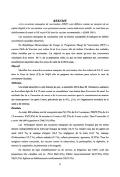 Les OMV dans une zone de sante urbaine