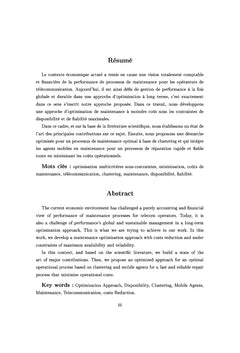 Optimisation des coûts de maintenance dans le secteur de telecoms